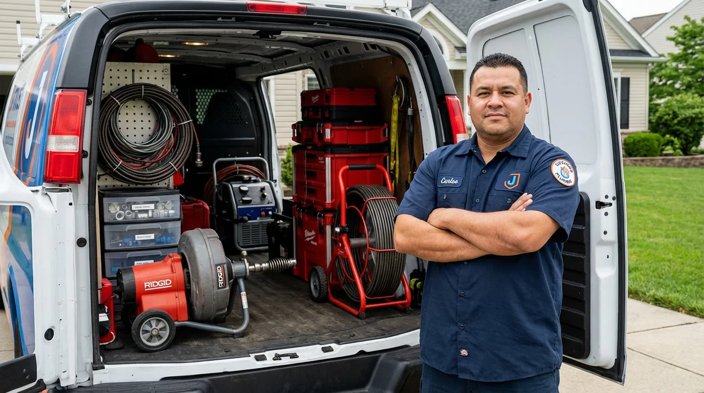 Professional drain cleaning equipment and Johns Plumbing LLC plumber in Valparaiso