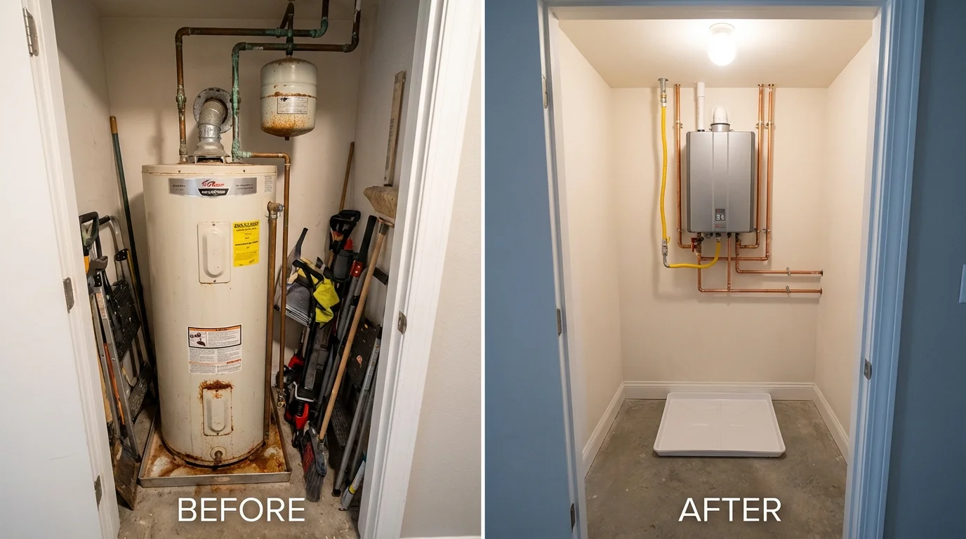 Tank water heater versus wall-mounted tankless unit comparison for Valparaiso, IN homeowners
